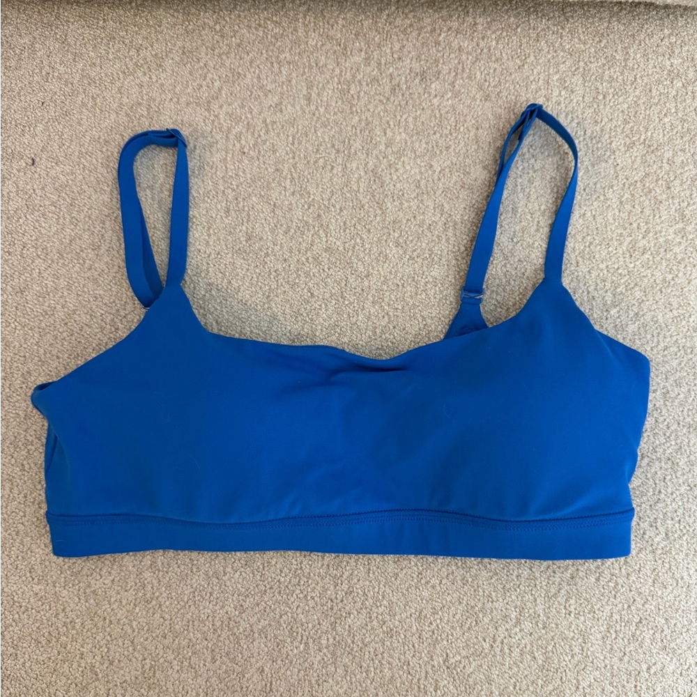 CRZ YOGA Butterluxe Adjustable Spaghetti Strap Sports Bra, Sparkle Blue (small)